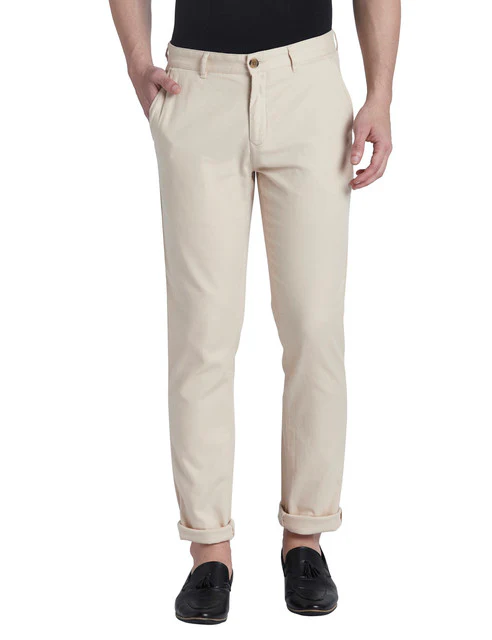 Colorplus Men Brown Solid Contemporary Fit Cotton Blend Trouser
