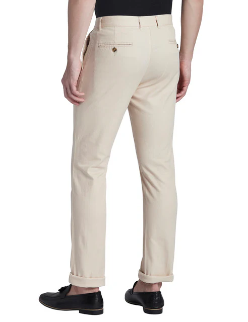Colorplus Men Brown Solid Contemporary Fit Cotton Blend Trouser - Image 4