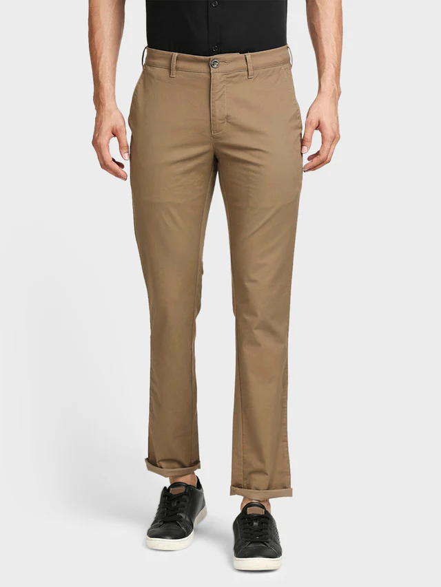 Colorplus Men Brown Solid Contemporary Fit Trouser