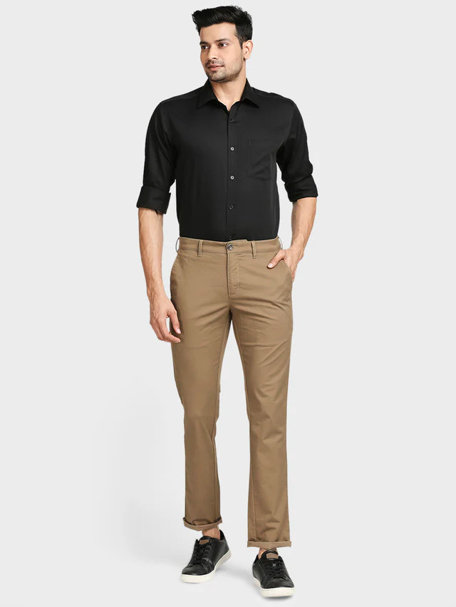 Colorplus Men Brown Solid Contemporary Fit Trouser - Image 5