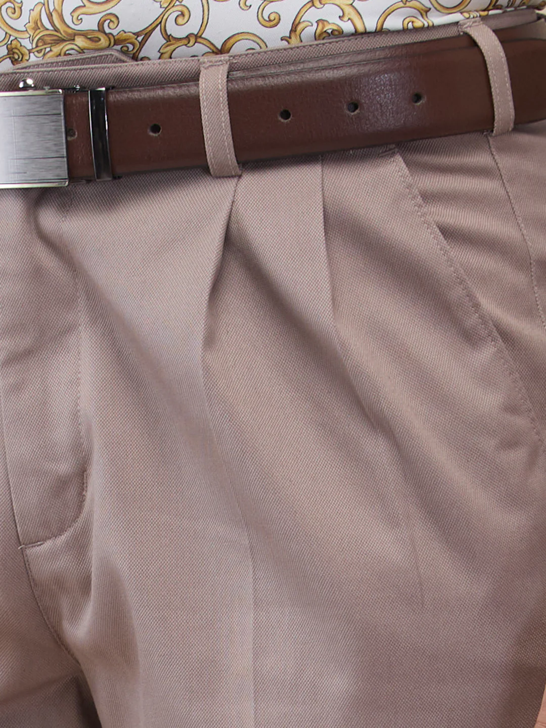 ColorPlus Men Brown Solid Piece Dyed Regular Fit Cotton Trouser - Image 5