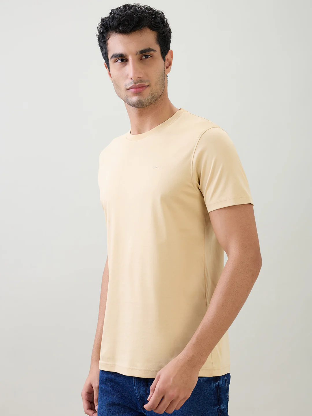 Colorplus Men Brown Solid Regular Fit Cotton Half Sleeve T-Shirt - Image 3