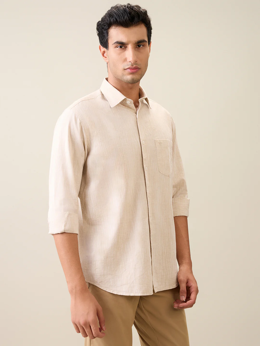 Colorplus Men Brown Solid Regular Fit Linen Blend Shirt - Image 3