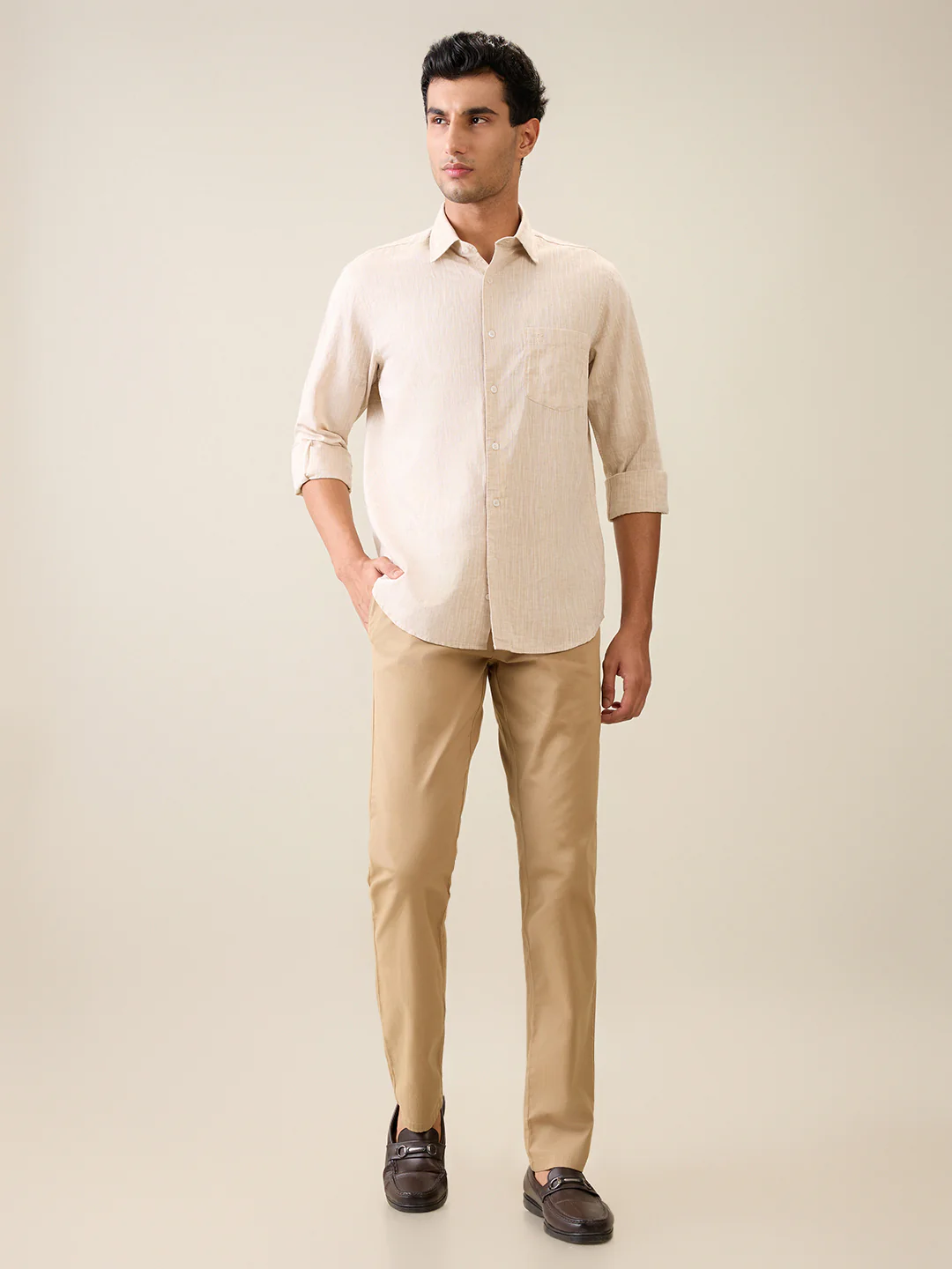 Colorplus Men Brown Solid Regular Fit Linen Blend Shirt - Image 5