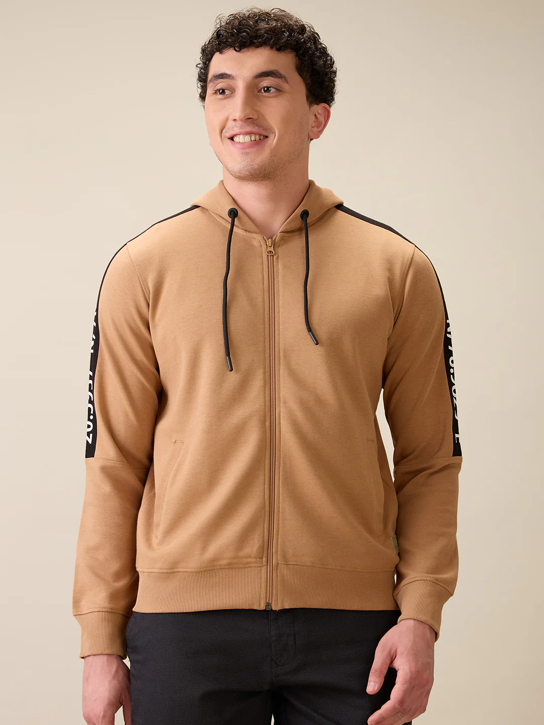 Colorplus Men Brown Solid Regular Fit Polyester Blend Full Sleeve Sweatshirt