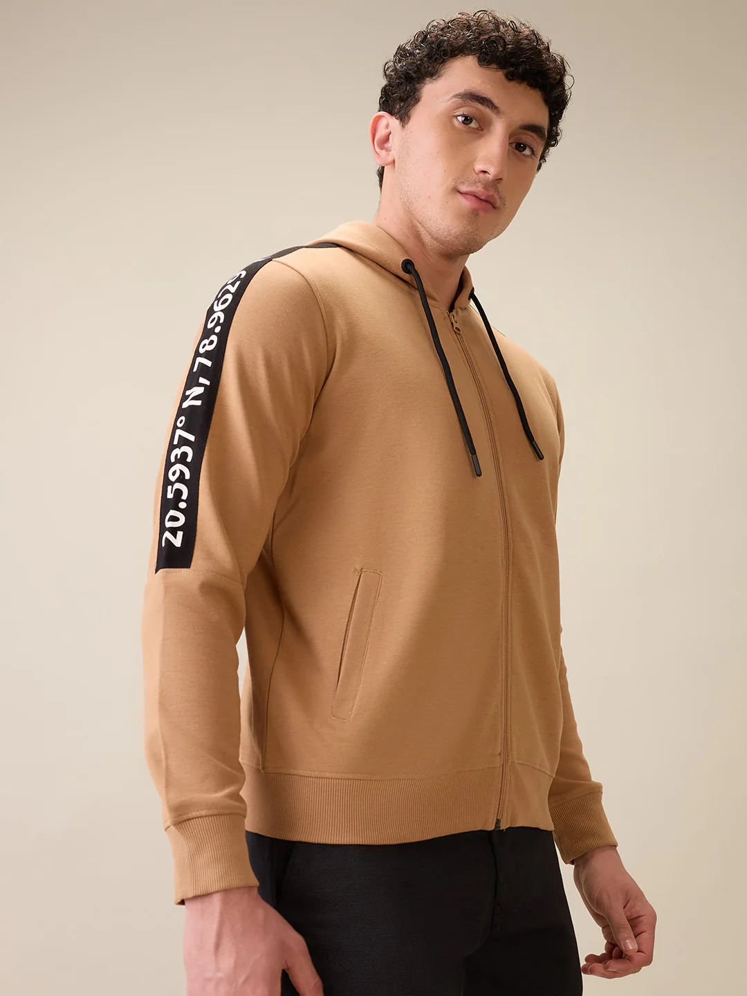 Colorplus Men Brown Solid Regular Fit Polyester Blend Full Sleeve Sweatshirt - Image 2