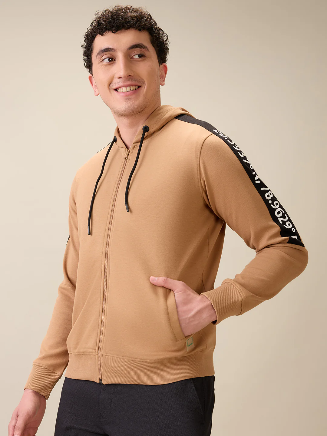 Colorplus Men Brown Solid Regular Fit Polyester Blend Full Sleeve Sweatshirt - Image 3