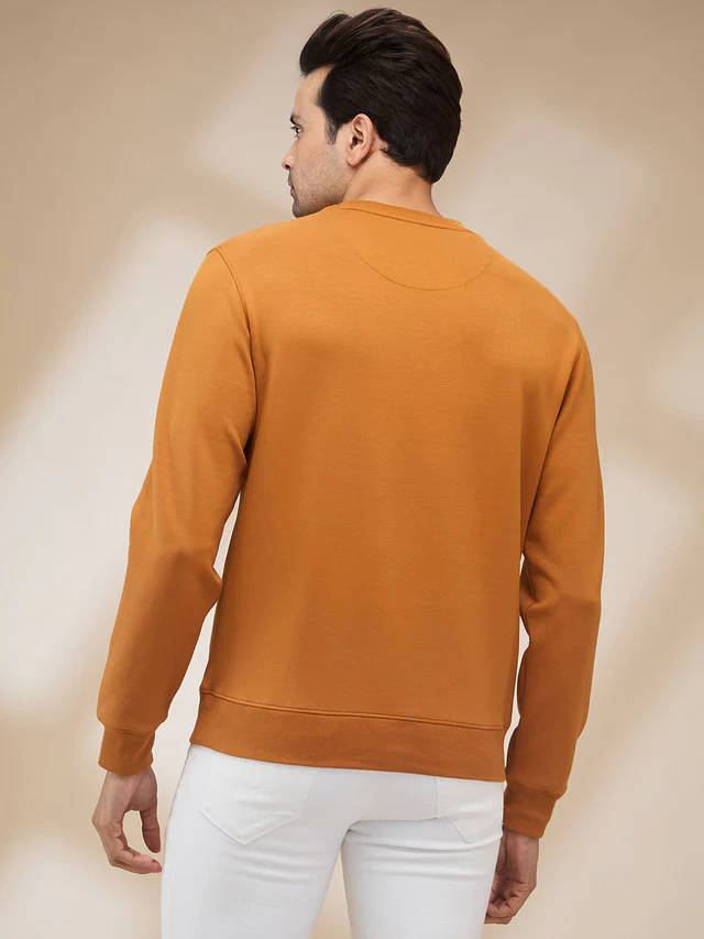 Colorplus Men Brown Solid Regular Fit Polyester Blend Sweatshirt - Image 4