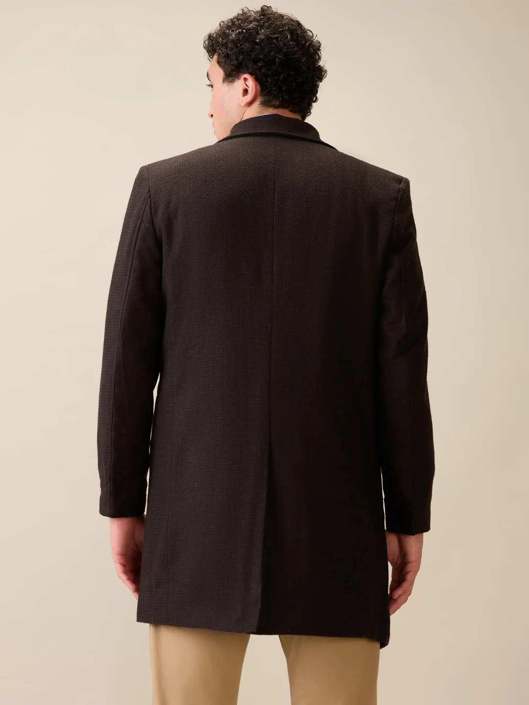 Colorplus Men Brown Solid Regular Fit Wool Blend Full Sleeve Jacket - Image 4