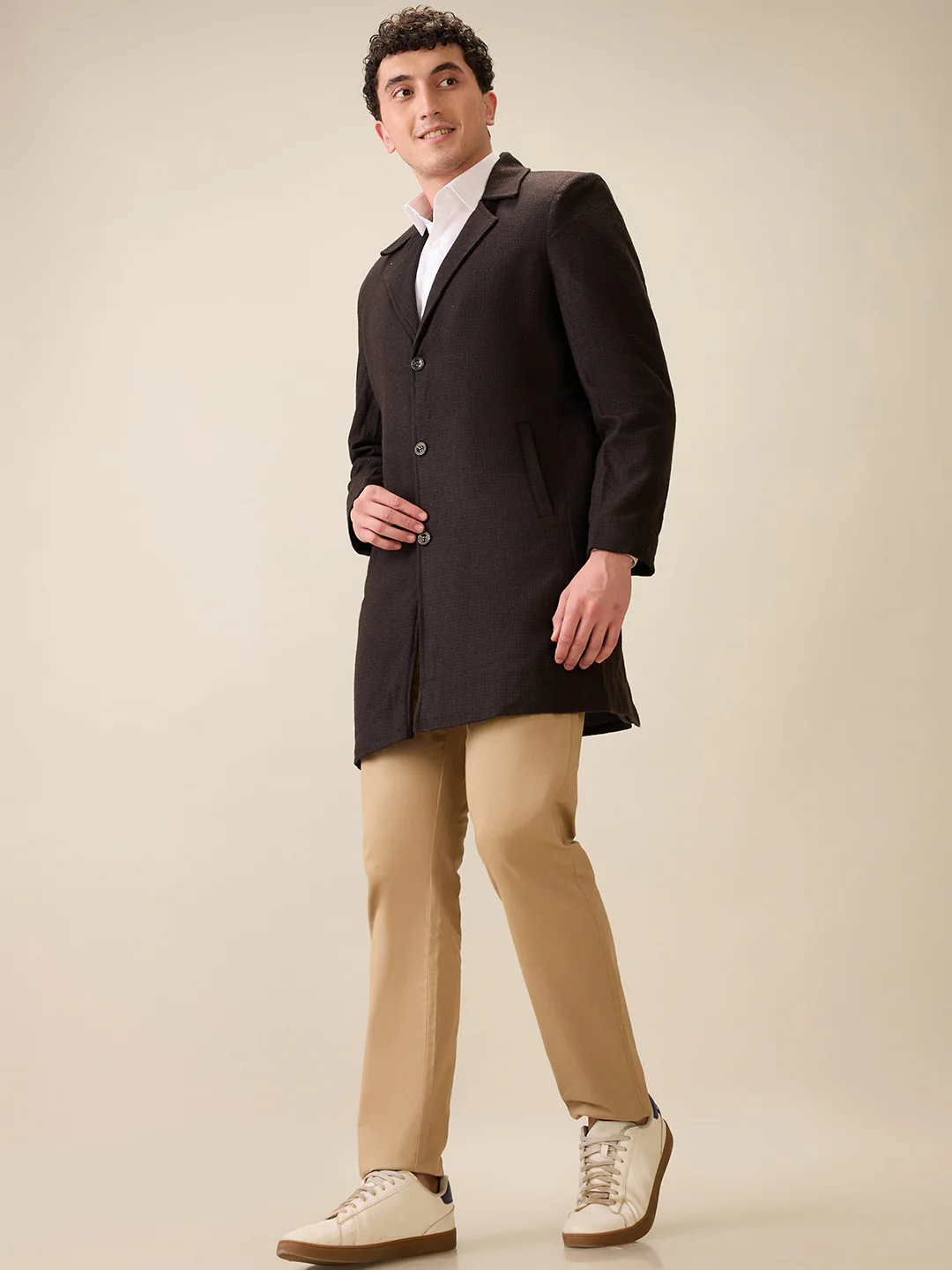 Colorplus Men Brown Solid Regular Fit Wool Blend Full Sleeve Jacket - Image 5