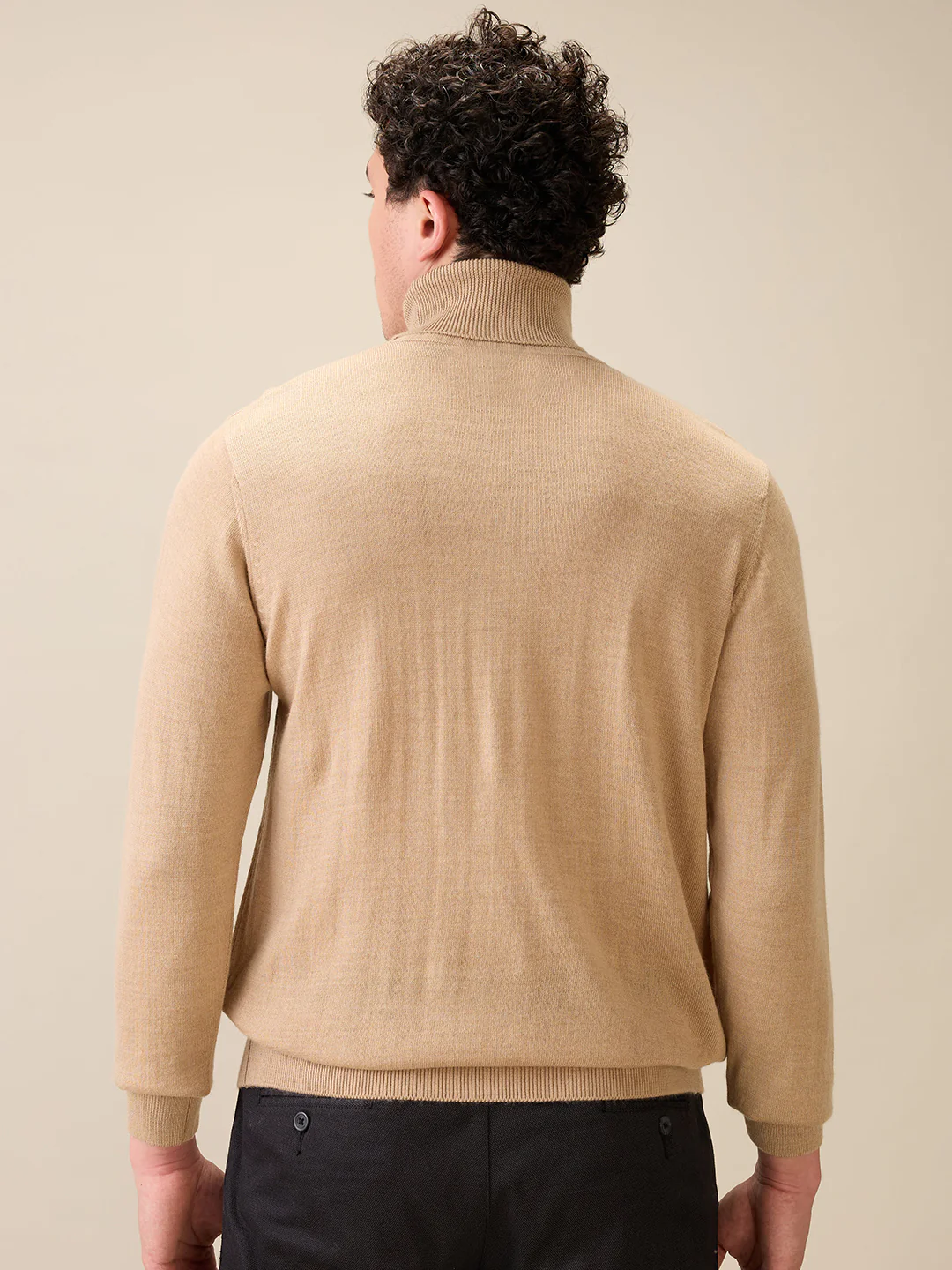 Colorplus Men Brown Solid Regular Fit Wool Blend Full Sleeve V Neck Collar Sweater - Image 4