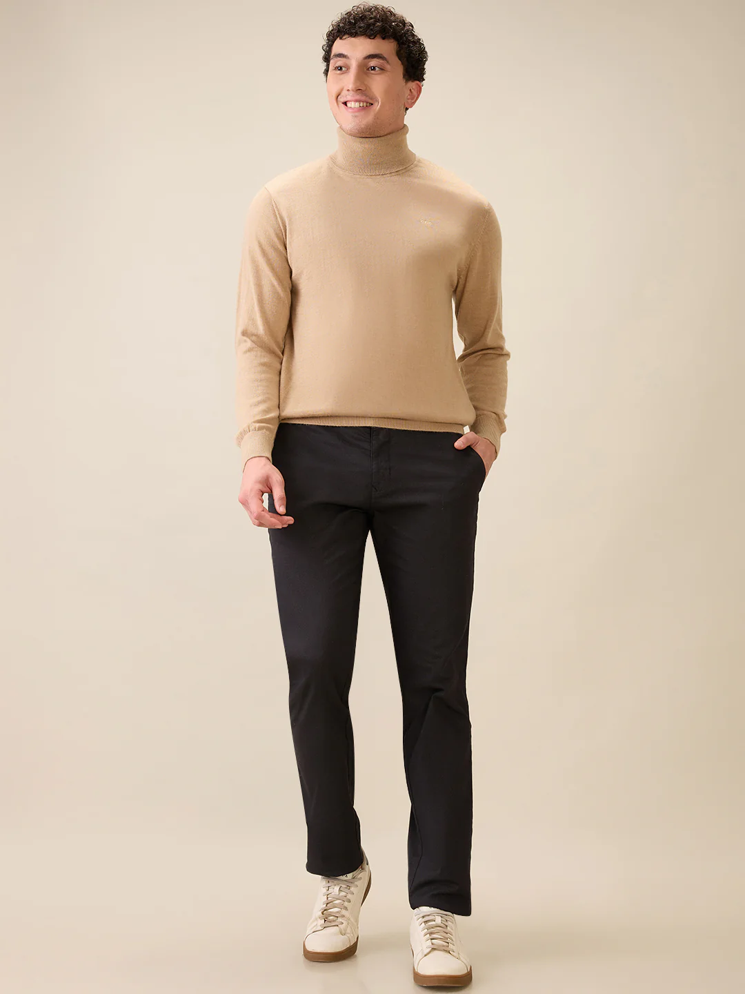 Colorplus Men Brown Solid Regular Fit Wool Blend Full Sleeve V Neck Collar Sweater - Image 5