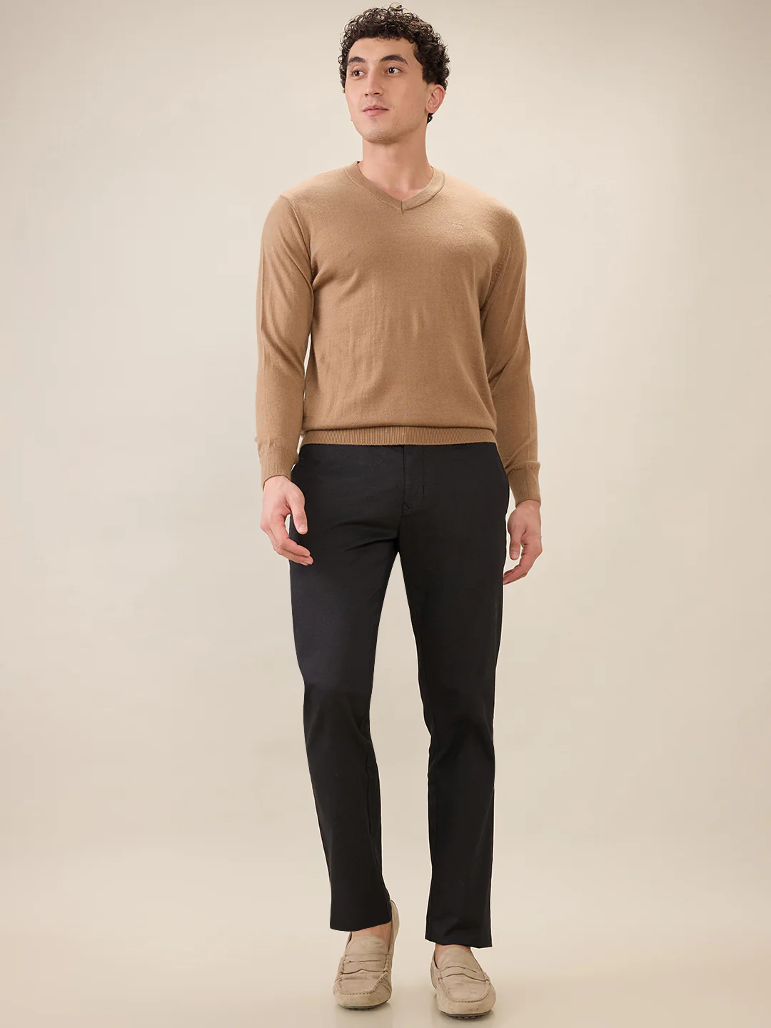 Colorplus Men Brown Solid Regular Fit Wool Blend Sweatshirt - Image 5