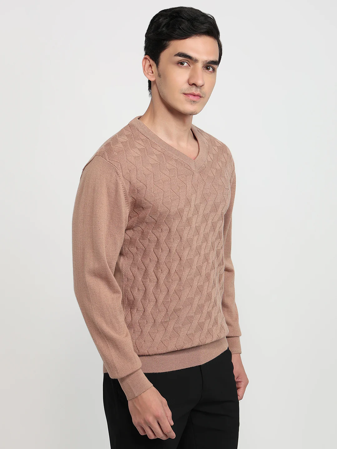 Colorplus Men Brown Solid Regular Fit Wool Blend Sweatshirt - Image 3