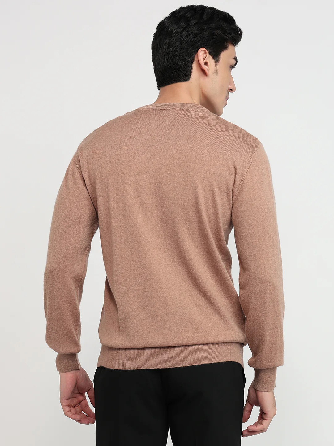 Colorplus Men Brown Solid Regular Fit Wool Blend Sweatshirt - Image 4