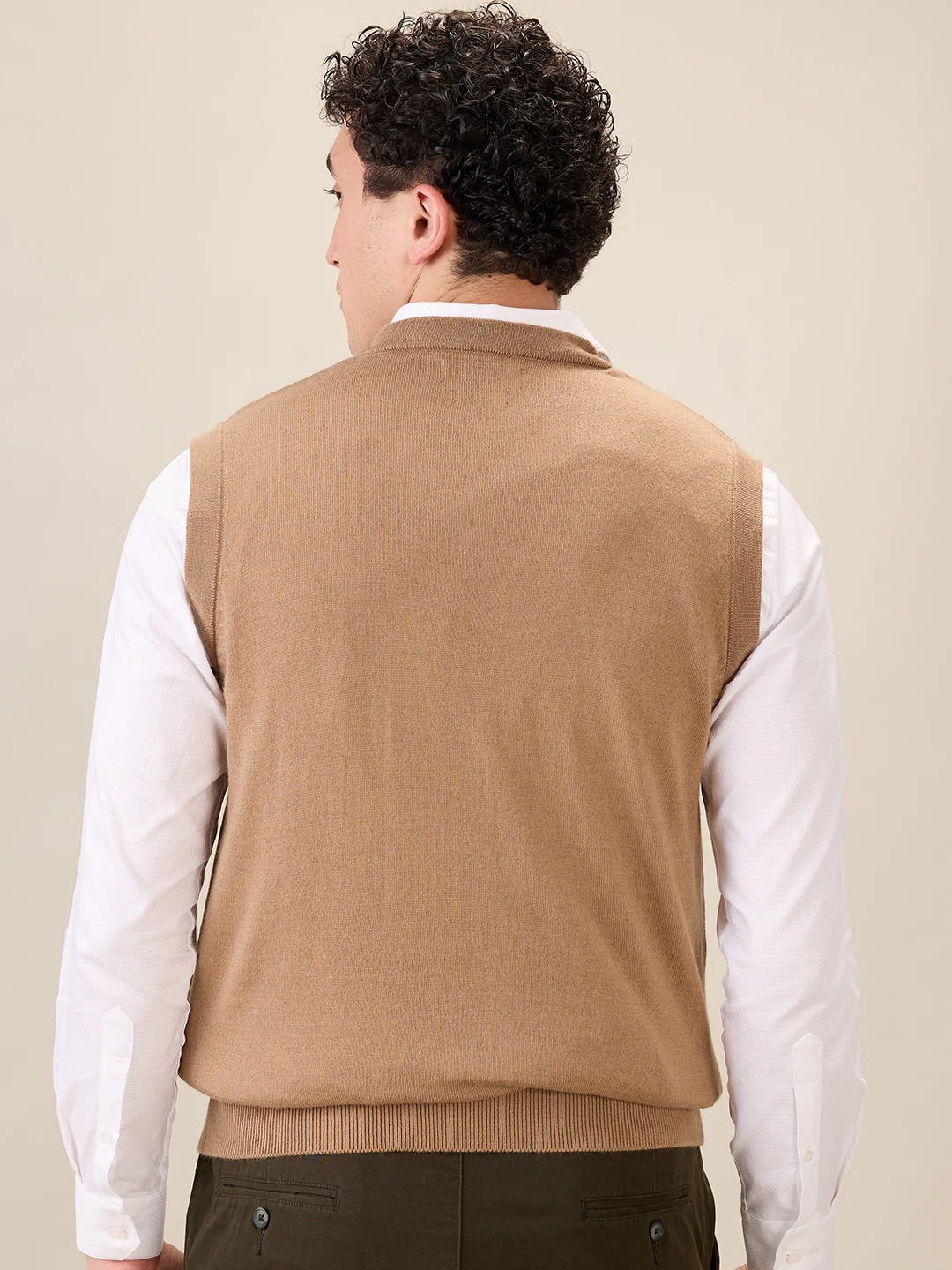 Colorplus Men Brown Solid Regular Fit Wool Blend Sweatshirt - Image 4