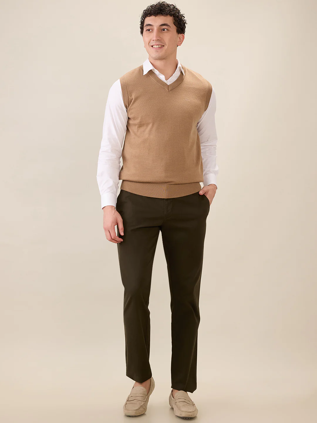 Colorplus Men Brown Solid Regular Fit Wool Blend Sweatshirt - Image 5