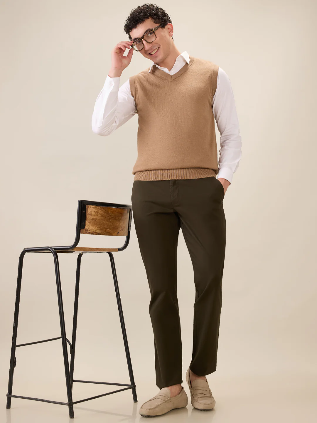 Colorplus Men Brown Solid Regular Fit Wool Blend Sweatshirt - Image 7