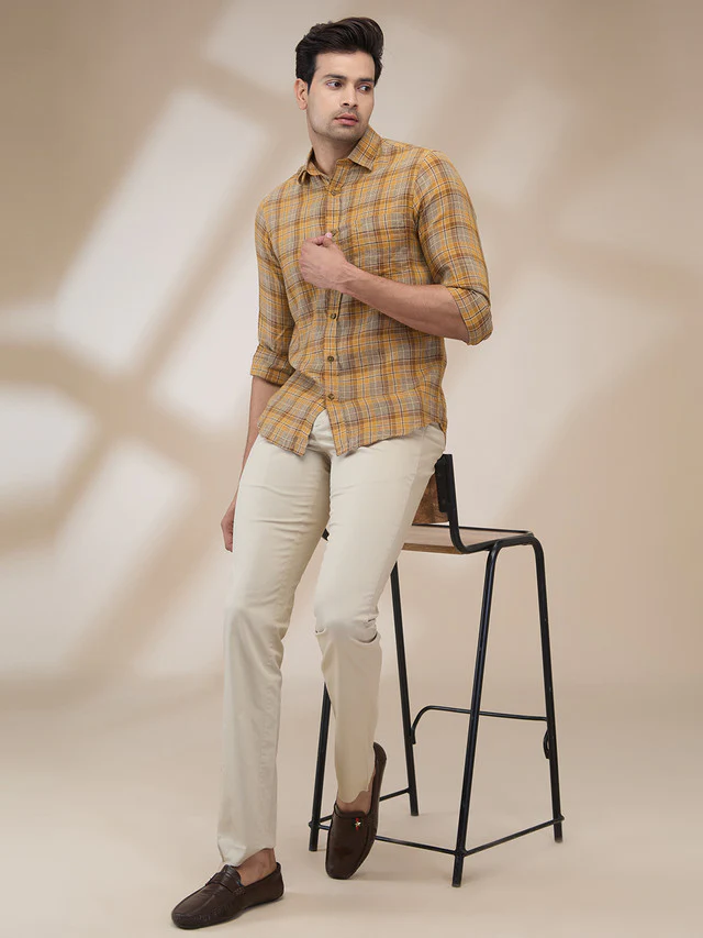 Colorplus Men Brown Solid Slim Fit Cotton Blend Trouser - Image 2