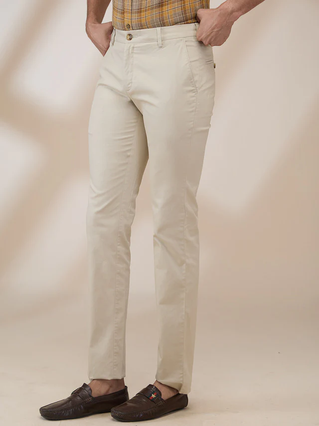 Colorplus Men Brown Solid Slim Fit Cotton Blend Trouser - Image 3
