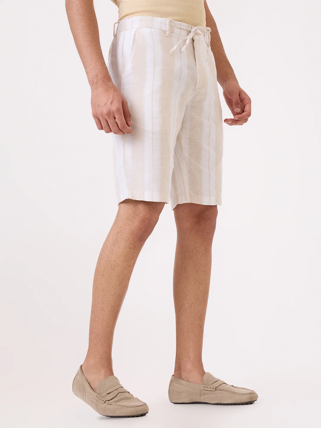 Colorplus Men Brown Stripe Regular Fit Cotton Blend Shorts - Image 3