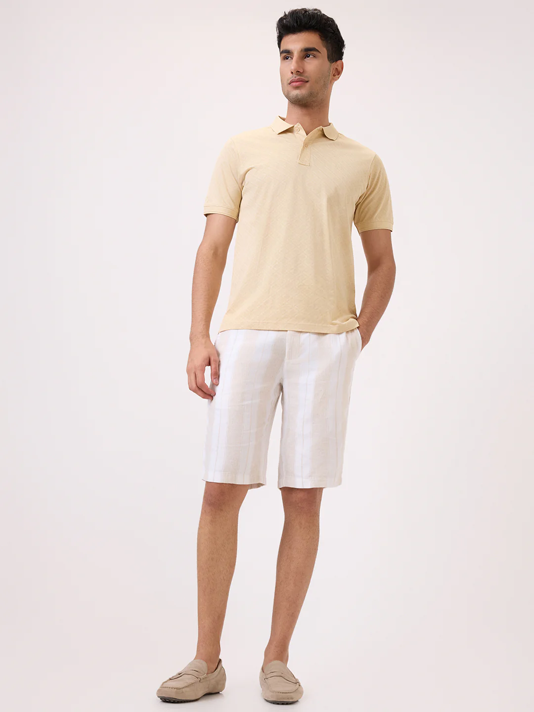 Colorplus Men Brown Stripe Regular Fit Cotton Blend Shorts - Image 5