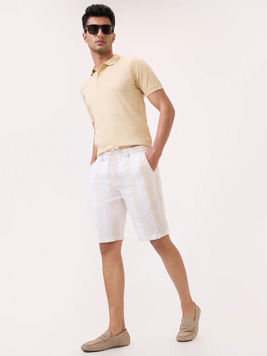 Colorplus Men Brown Stripe Regular Fit Cotton Blend Shorts - Image 6
