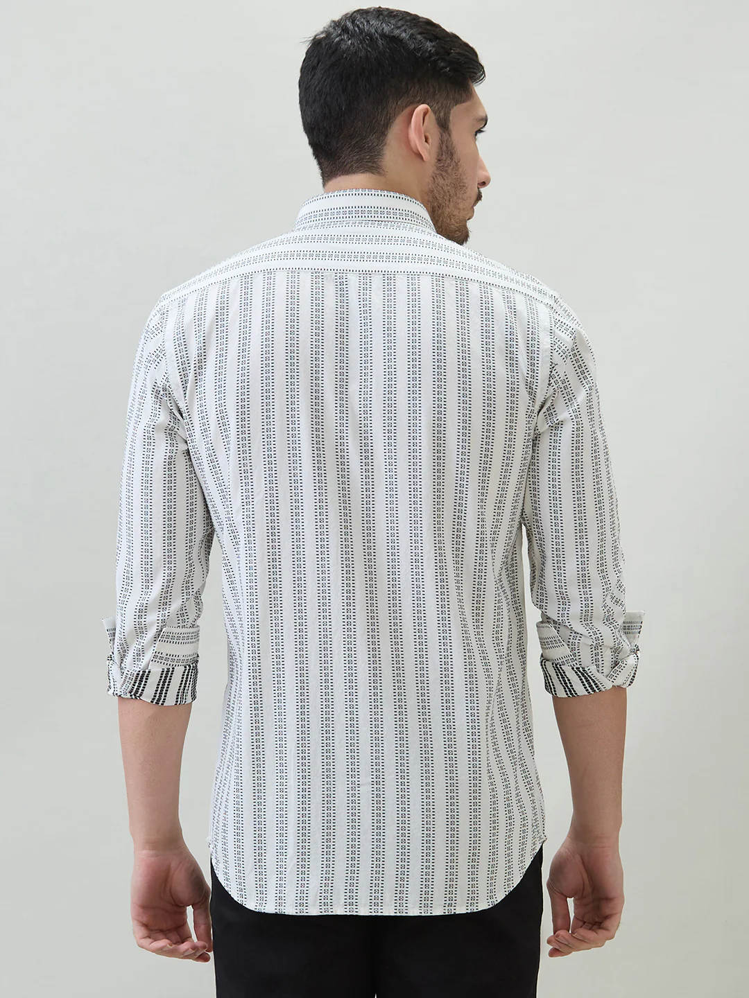 Colorplus Men Brown Stripe Regular Fit Cotton Casual Shirt - Image 4