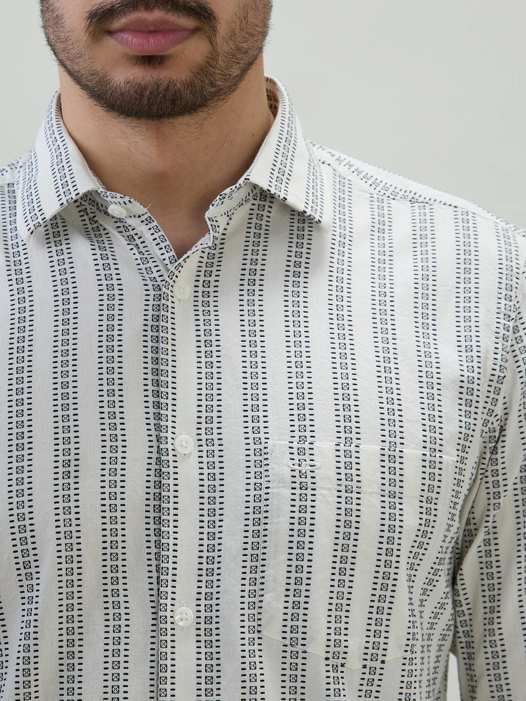 Colorplus Men Brown Stripe Regular Fit Cotton Casual Shirt - Image 6