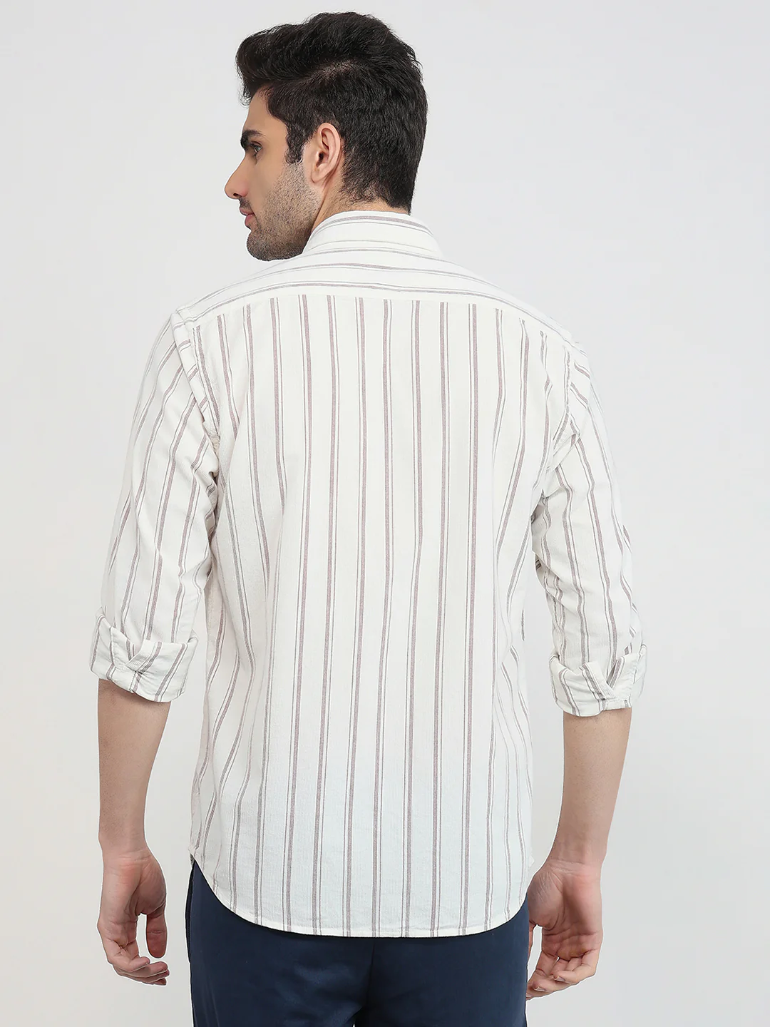 Colorplus Men Brown Stripe Regular Fit Cotton Shirt - Image 4
