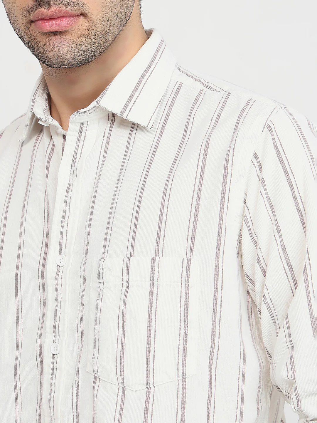 Colorplus Men Brown Stripe Regular Fit Cotton Shirt - Image 6