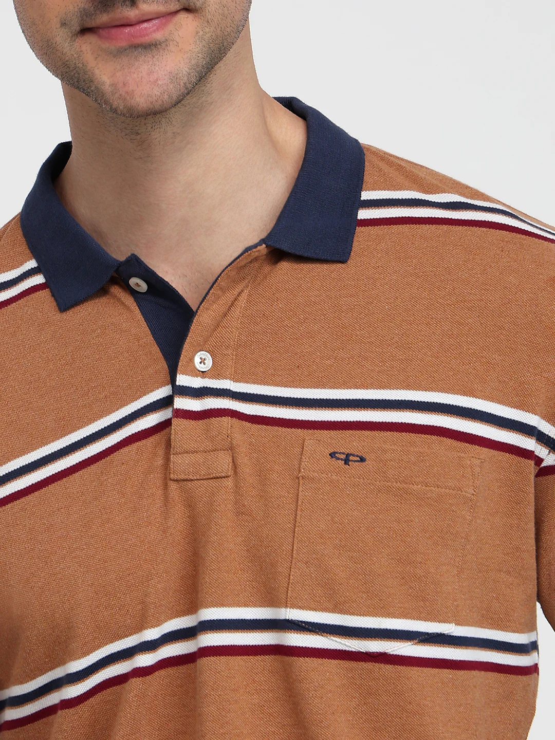 Colorplus Men Brown Stripe Regular Fit Cotton T-shirt - Image 6
