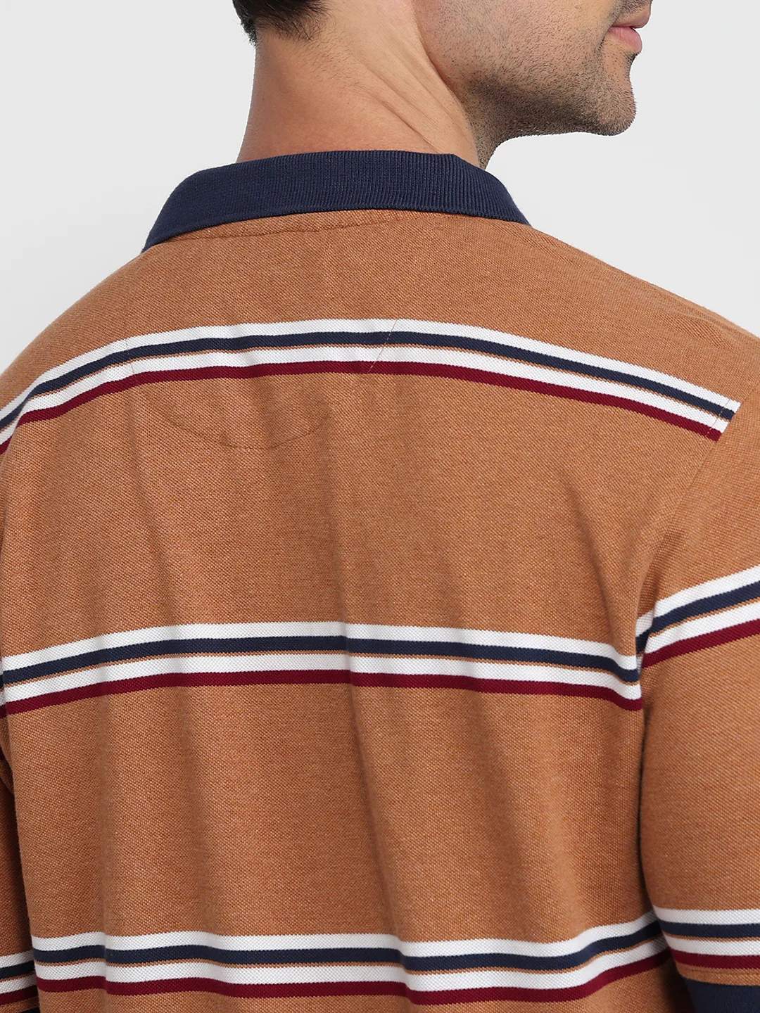 Colorplus Men Brown Stripe Regular Fit Cotton T-shirt - Image 7