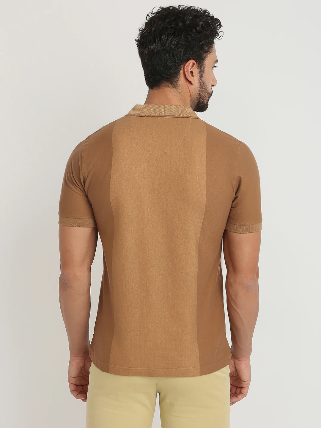 Colorplus Men Brown Structure Regular Fit Cotton T-Shirt - Image 5