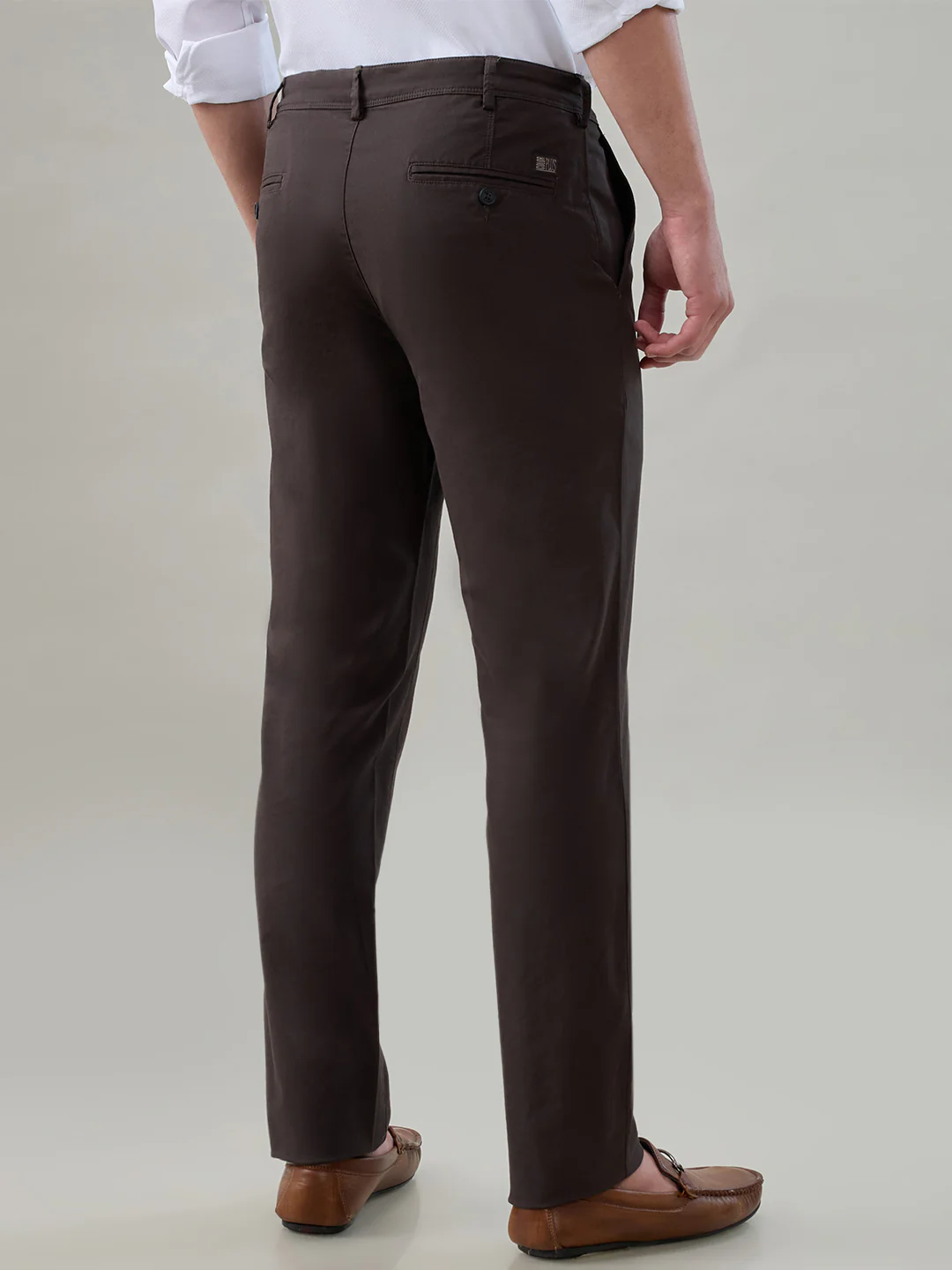 Colorplus Men Brown Twill Slim Fit Cotton Blend Trouser - Image 4