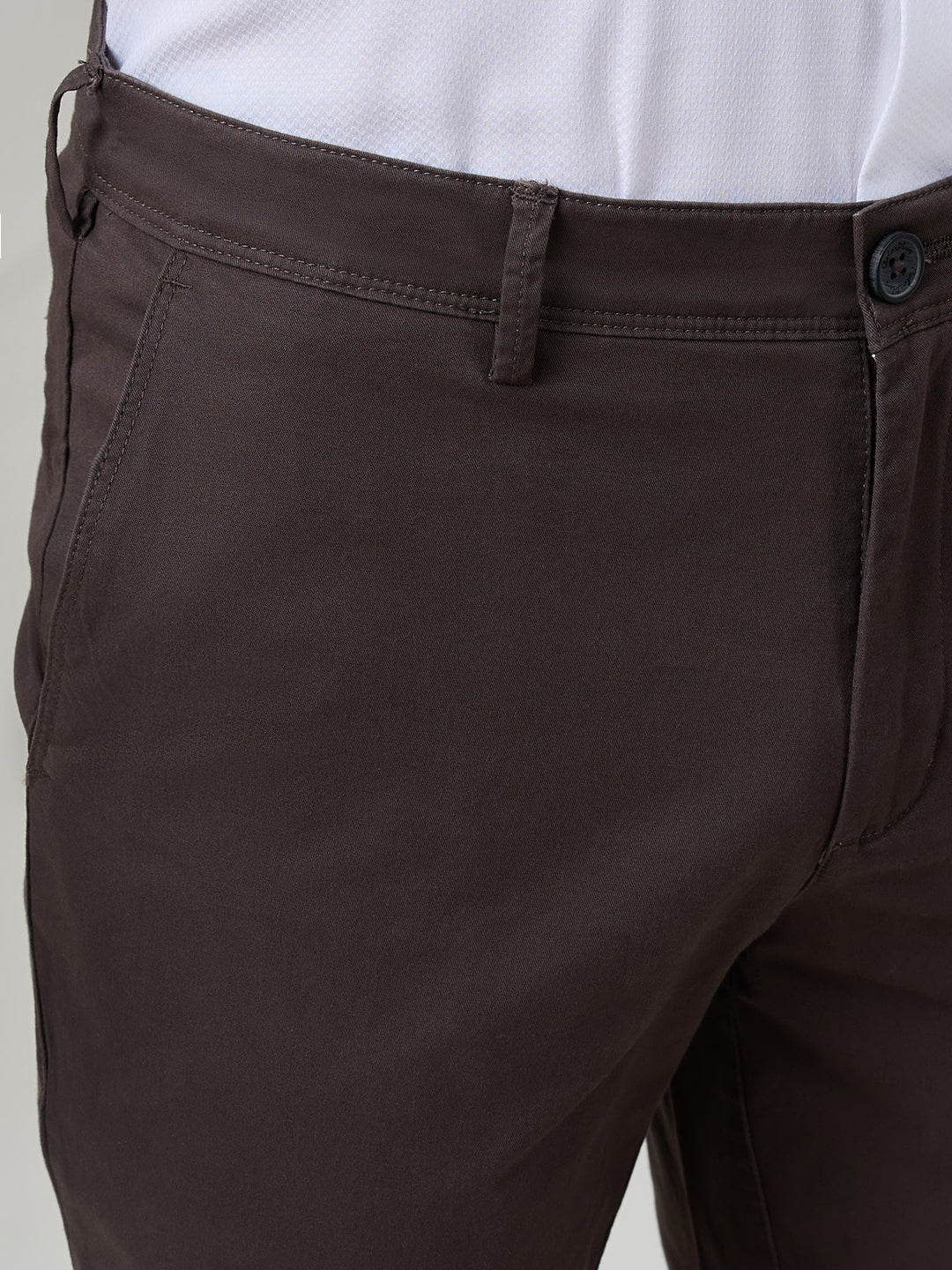 Colorplus Men Brown Twill Slim Fit Cotton Blend Trouser - Image 6