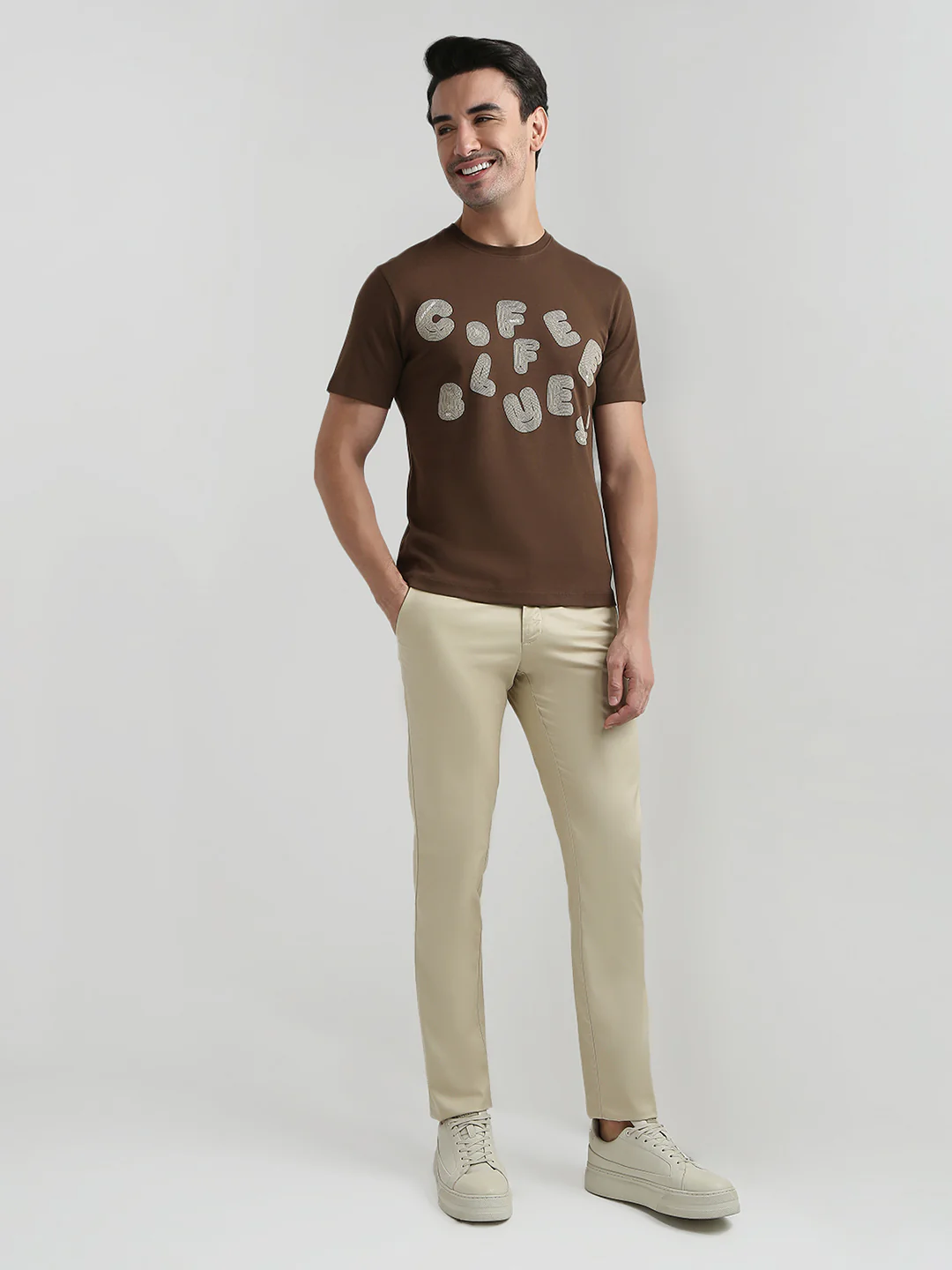 Colorplus Men Brown Twill Slim Fit Cotton Trouser - Image 5