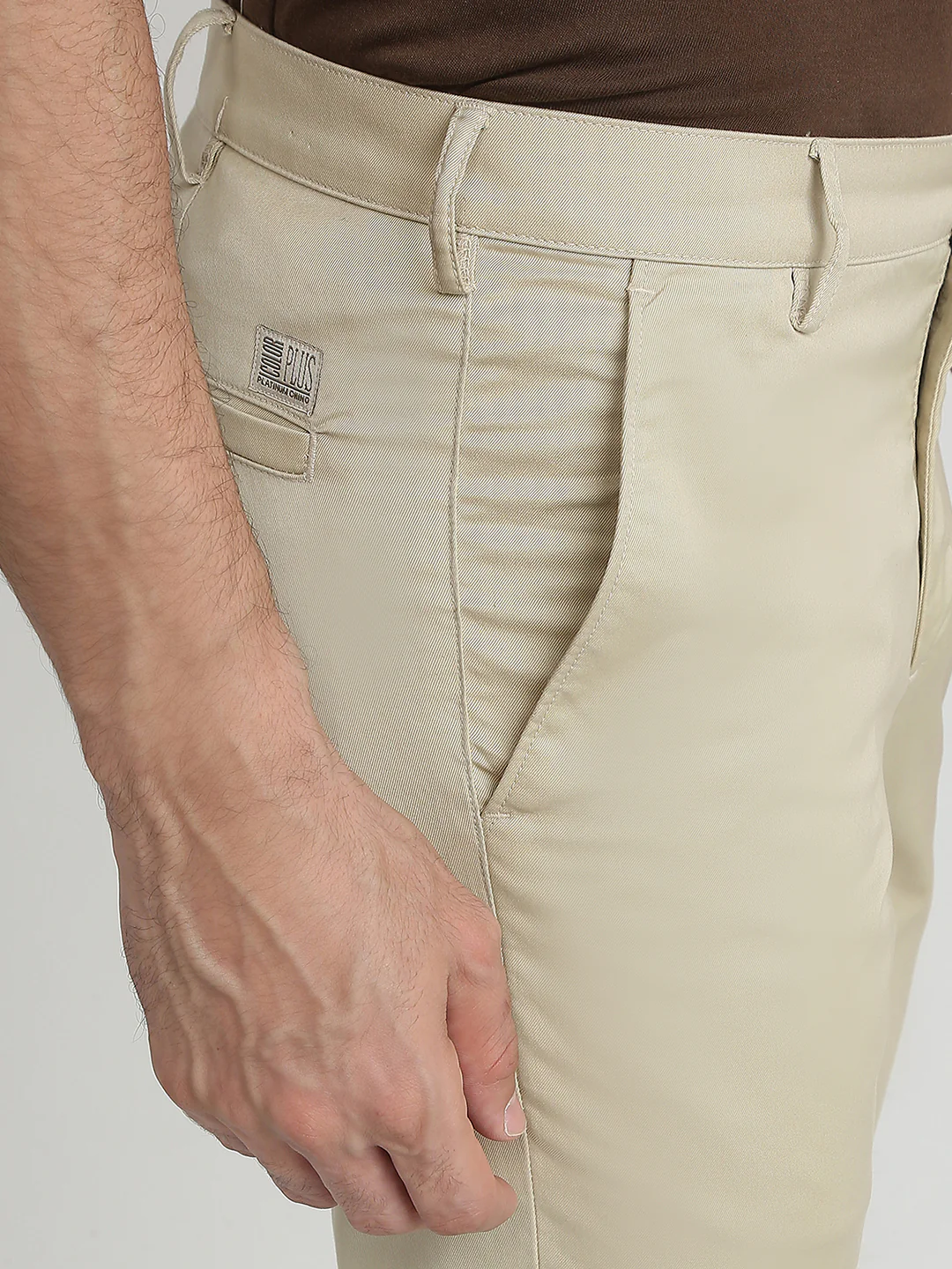 Colorplus Men Brown Twill Slim Fit Cotton Trouser - Image 6