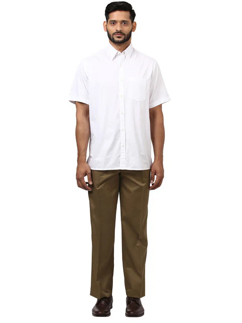 Colorplus Men Brown Yarn Dyed Classic Fit Cotton Trouser - Image 5