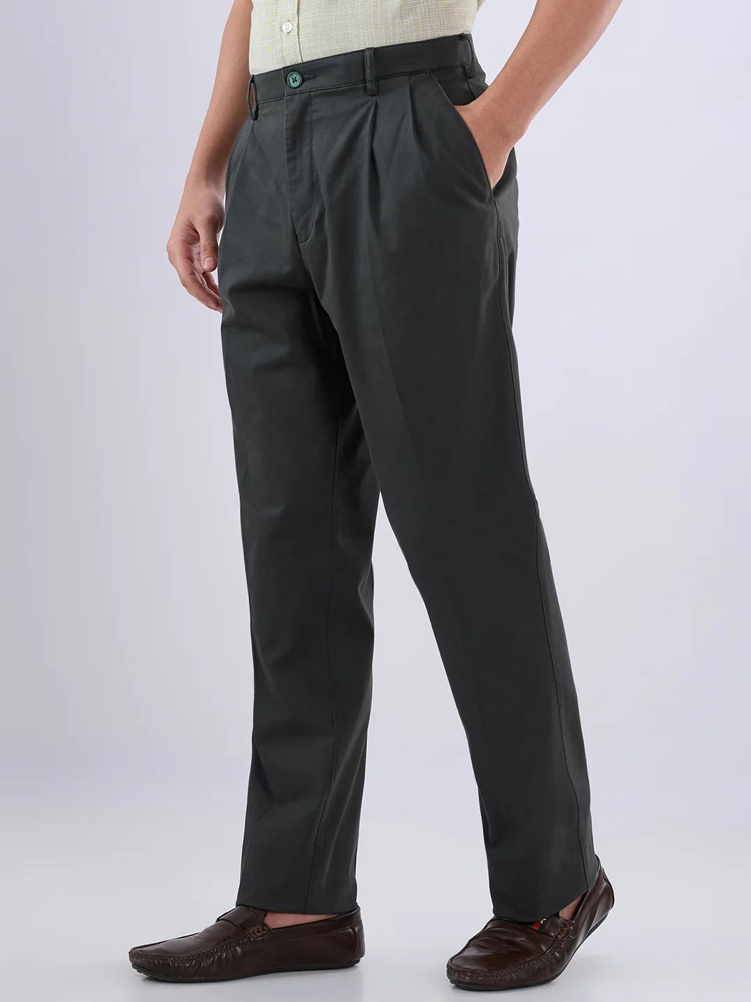 Colorplus Men Comfort Fit Twill Pattern Cotton Blend Double Pleat Trouser - Image 2