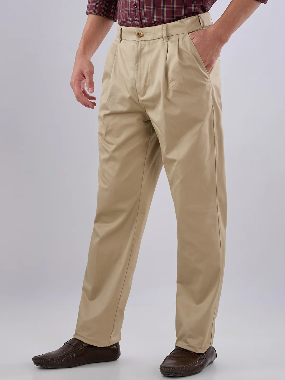 Colorplus Men Comfort Fit Twill Pattern Pure Cotton Double Pleat Trouser - Image 2