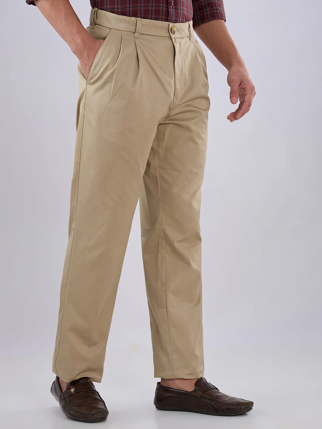 Colorplus Men Comfort Fit Twill Pattern Pure Cotton Double Pleat Trouser - Image 3