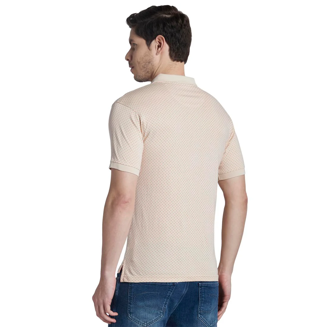 Colorplus Men Cream Print Slim Fit Cotton Half Sleeve T-Shirt - Image 4
