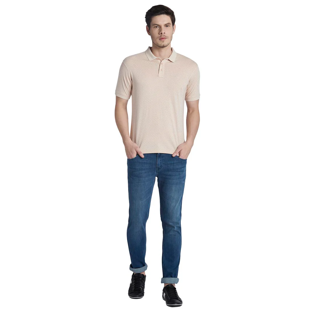 Colorplus Men Cream Print Slim Fit Cotton Half Sleeve T-Shirt - Image 5