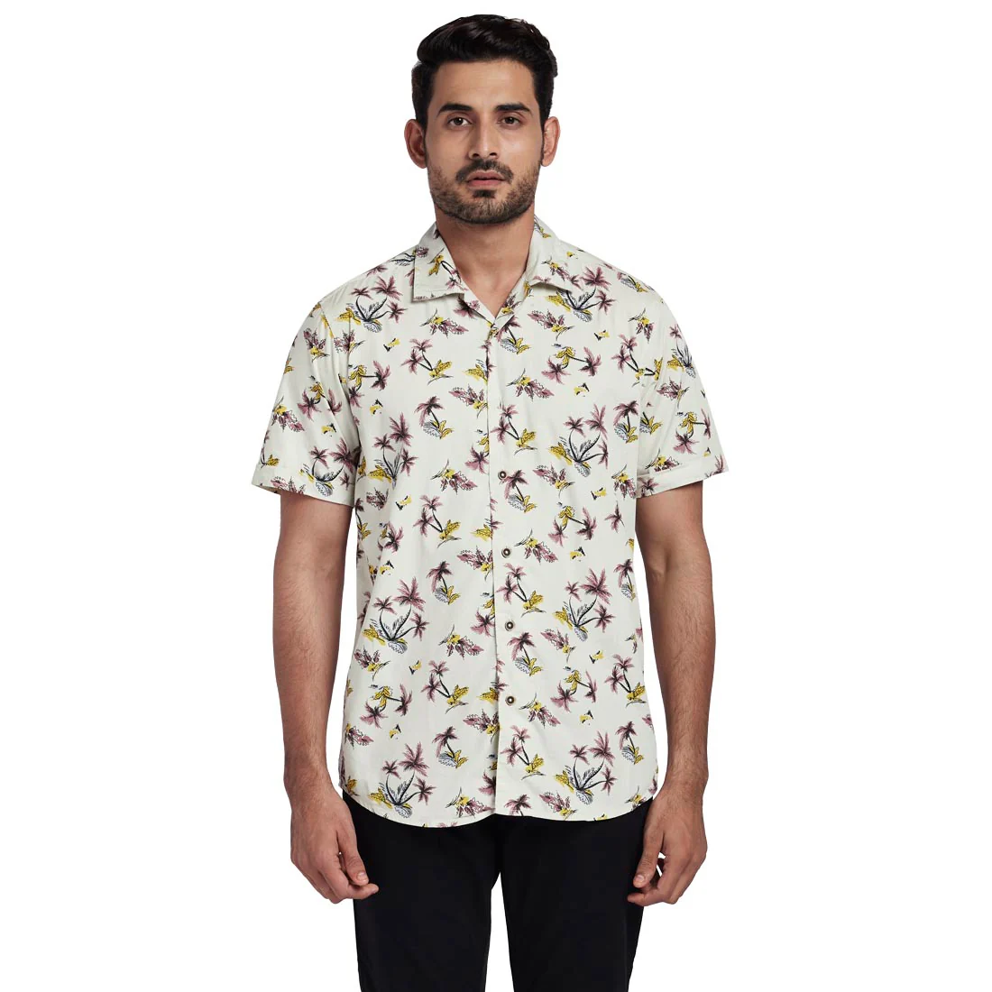 ColorPlus Men Fawn Printed Tailored Fit Cotton Shirt