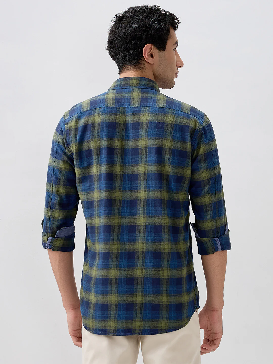 Colorplus Men Green Checks Regular Fit Cotton Casual Shirt - Image 4