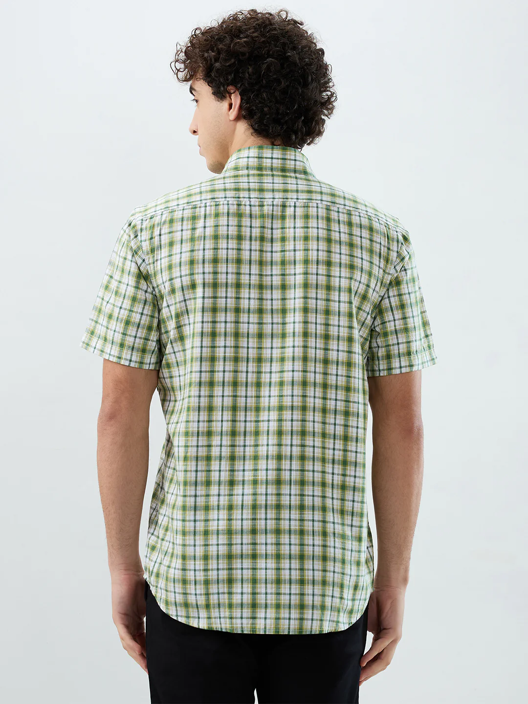 Colorplus Men Green Checks Regular Fit Cotton Casual Shirt - Image 4