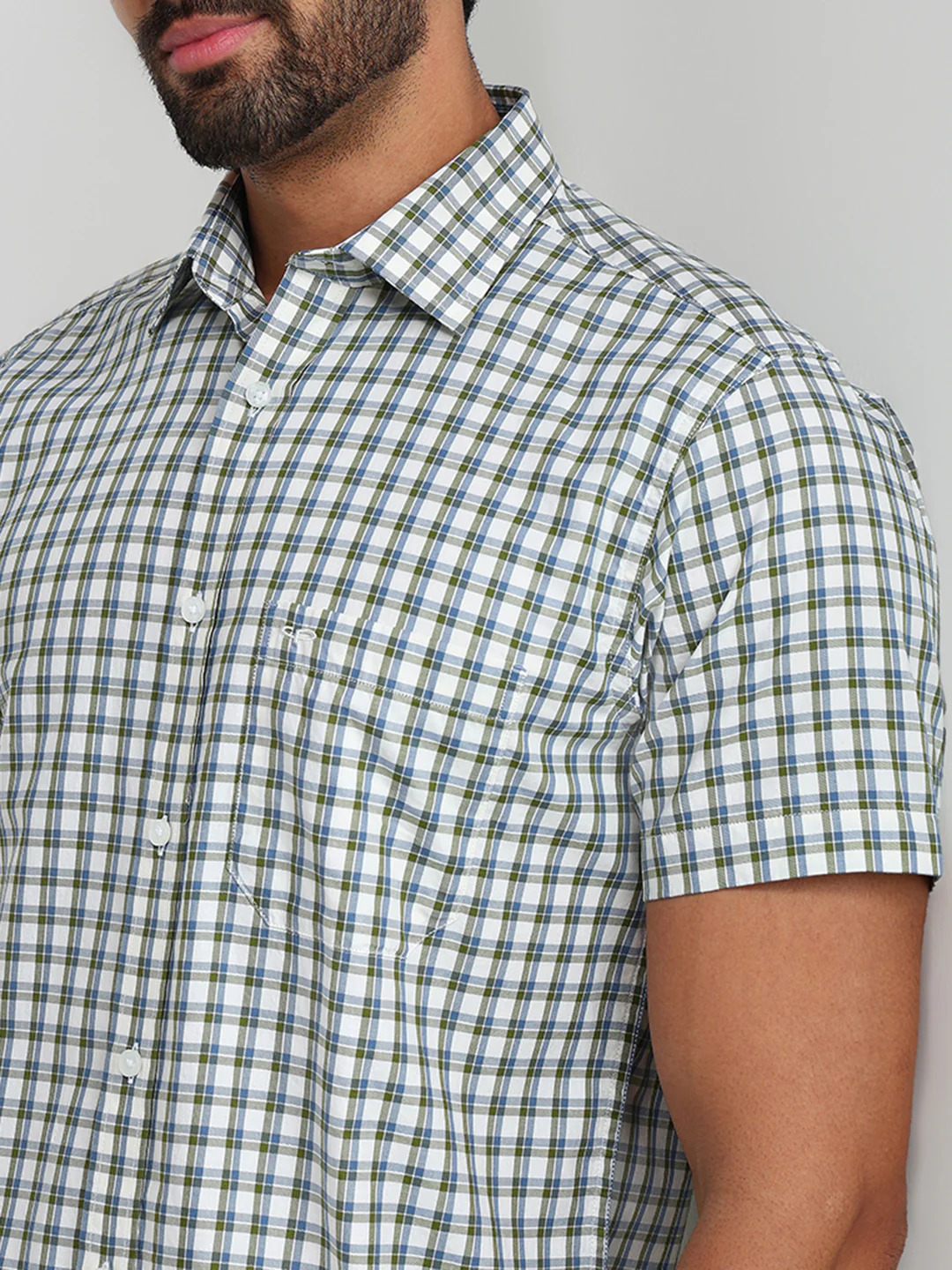 Colorplus Men Green Checks Regular Fit Cotton Casual Shirt - Image 6