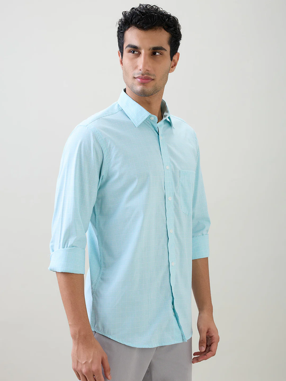Colorplus Men Green Checks Regular Fit Cotton Full Sleeve Casual Shirt - Image 3
