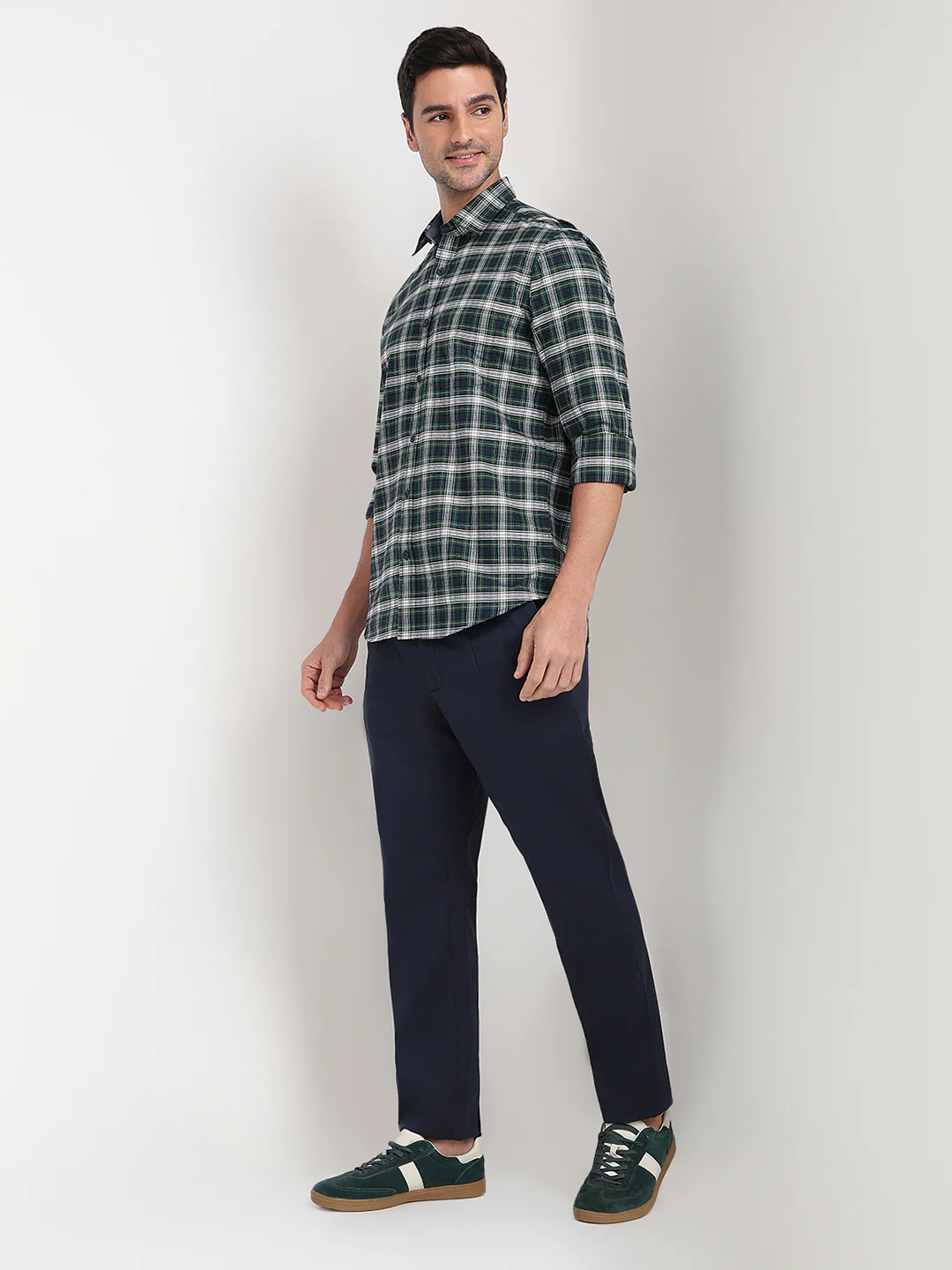 Colorplus Men Green Checks Regular Fit Cotton Full Sleeve Casual Shirt - Image 5